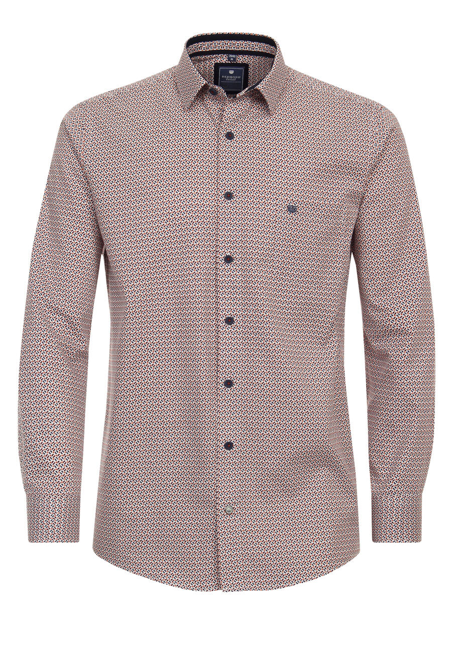 Produktbild fr 'REDMOND Comfort Fit Hemd Langarm New Kent Kragen Twill Muster rot'