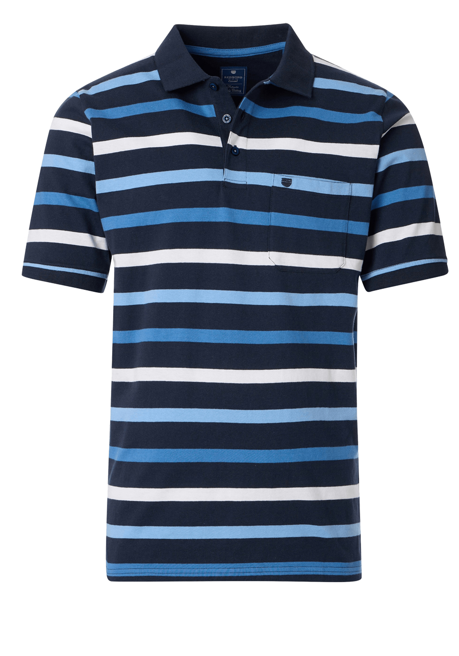 Produktbild fr 'REDMOND Comfort Fit Polo Halbarm Jersey Ringel blau'