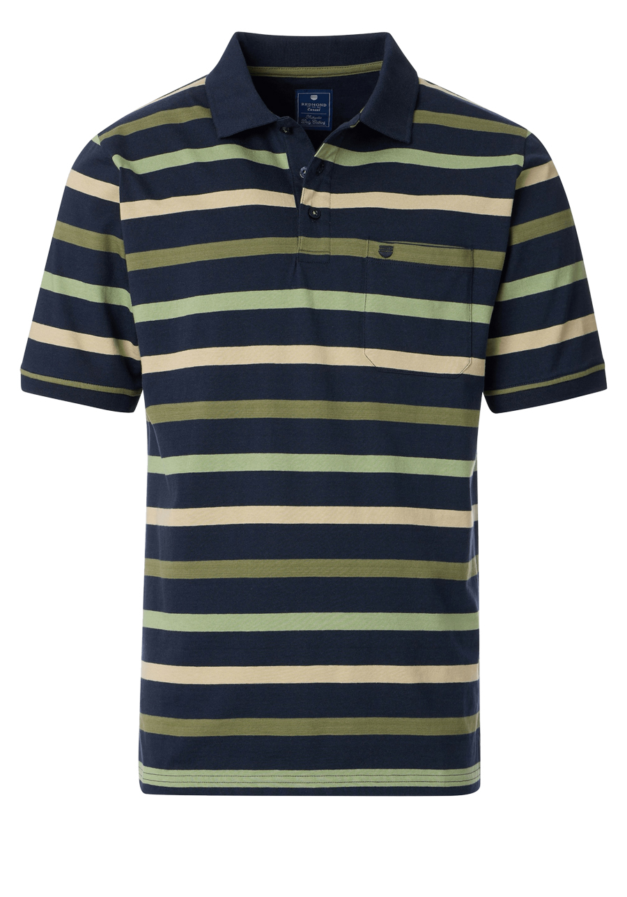 Produktbild fr 'REDMOND Comfort Fit Polo Halbarm Jersey Ringel grn'