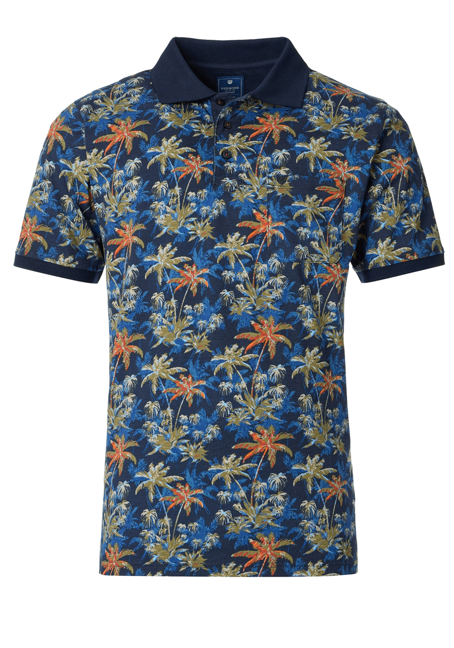 Produktbild fr 'REDMOND Comfort Fit Polo Halbarm Polokragen Muster blau'