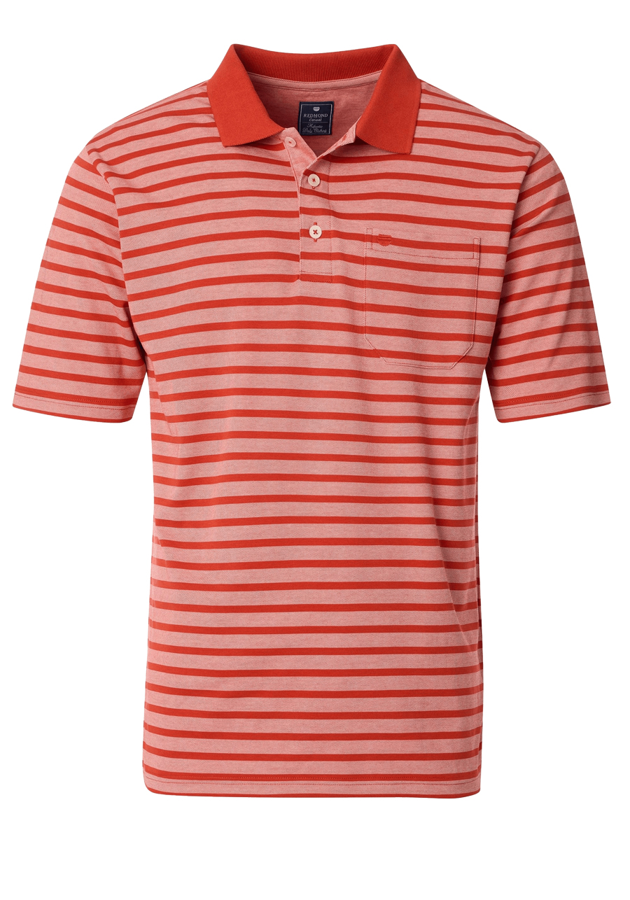 Produktbild fr 'REDMOND Comfort Fit Polo Halbarm Polokragen Ringel rot'