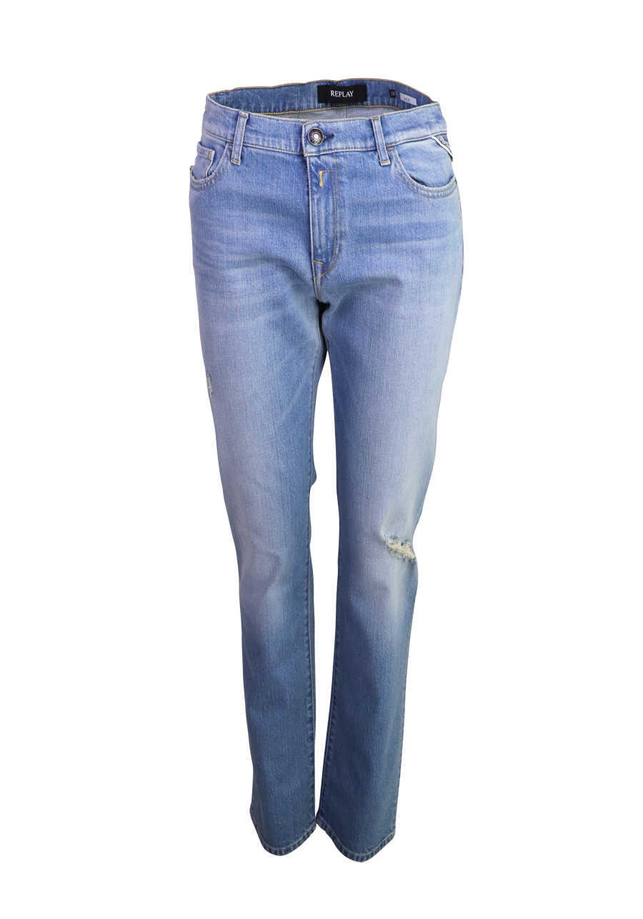 Produktbild fr 'REPLAY Jeans JULYE Straight Leg Regular Waist 5 Pocket destroy mittelblau'