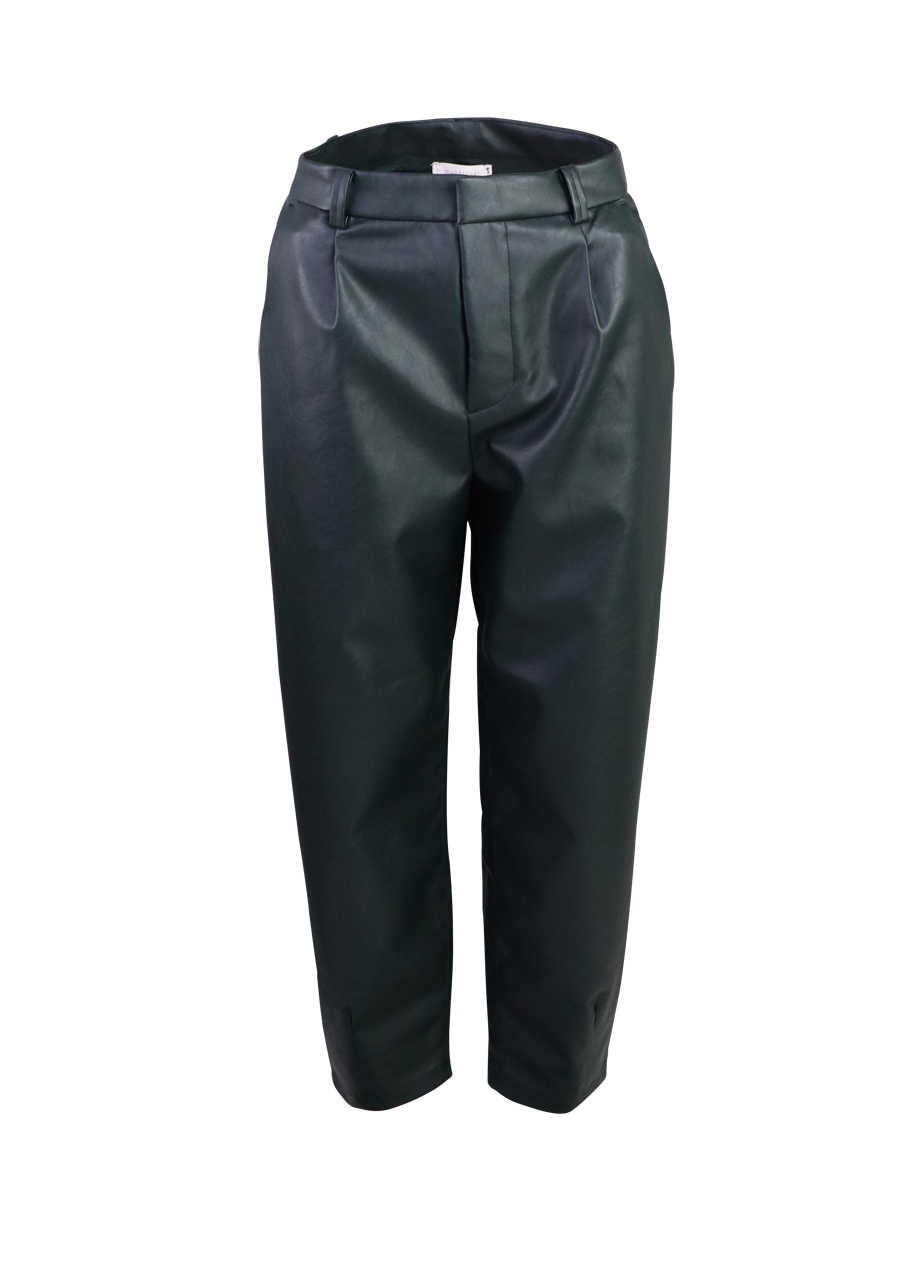 Produktbild fr 'RICH&ROYAL Hose Kunstleder Zipper mit Haken Grtelschlaufen dunkelgrn'