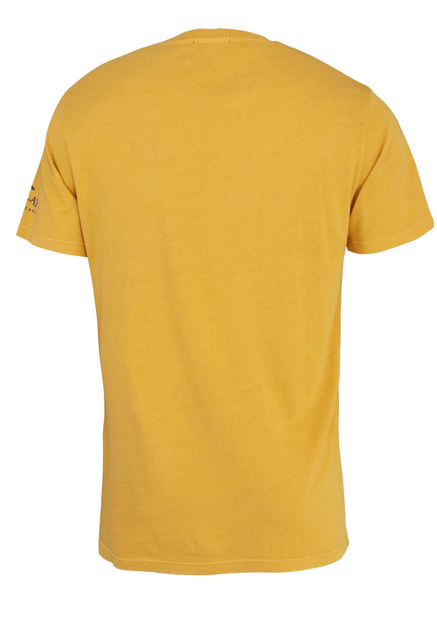 REPLAY Brusttasche T-Shirt Used-Optik Kurzarm Rundhals orange