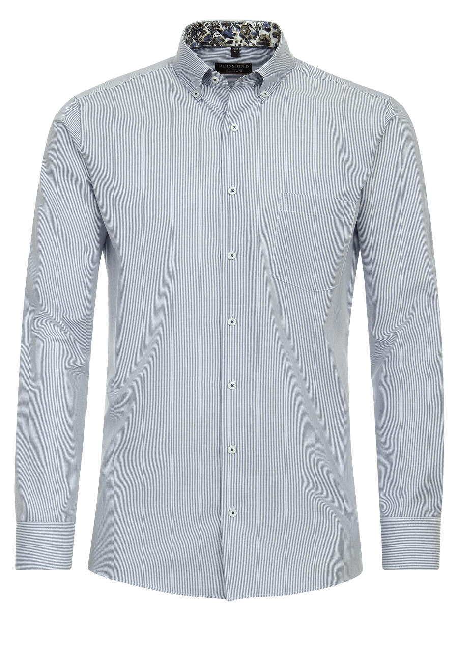 Produktbild f�r 'REDMOND Modern Fit Hemd Langarm Button Down Kragen Streifen blau'