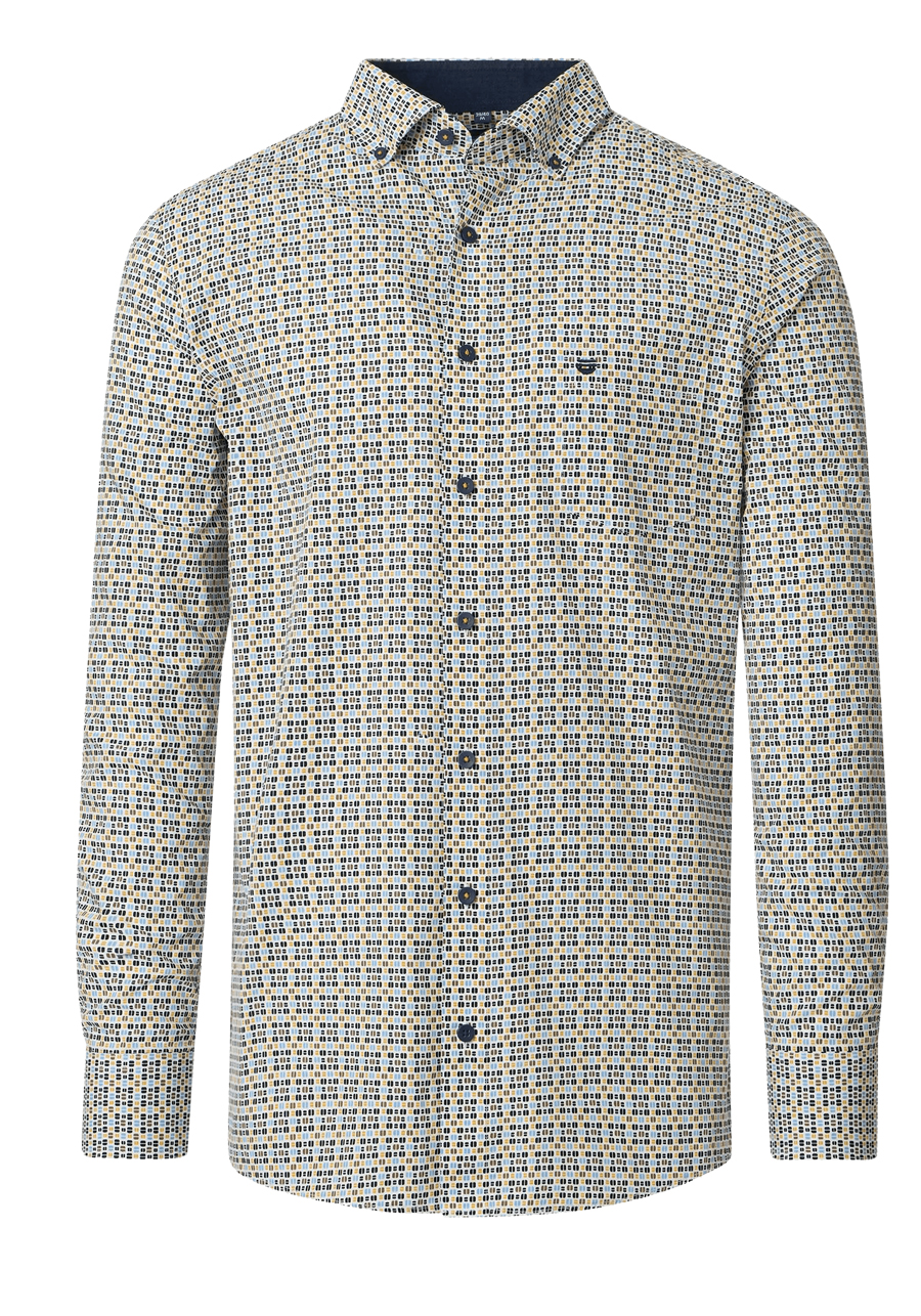 Produktbild f�r 'REDMOND Casual Comfort Fit Hemd Langarm Button Down Kragen Muster gelb'