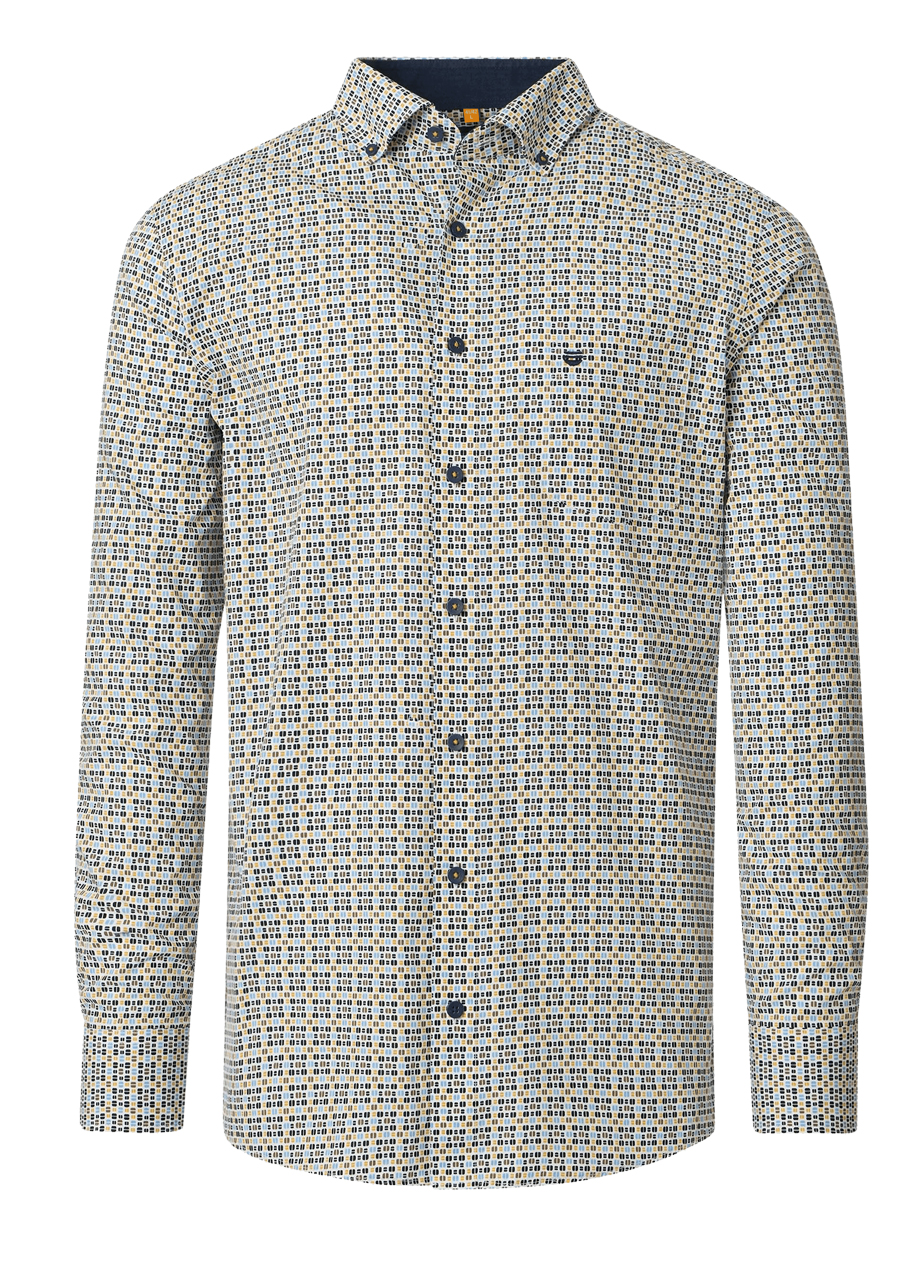Produktbild f�r 'REDMOND Casual Modern Fit Hemd Langarm Button Down Kragen Muster gelb'