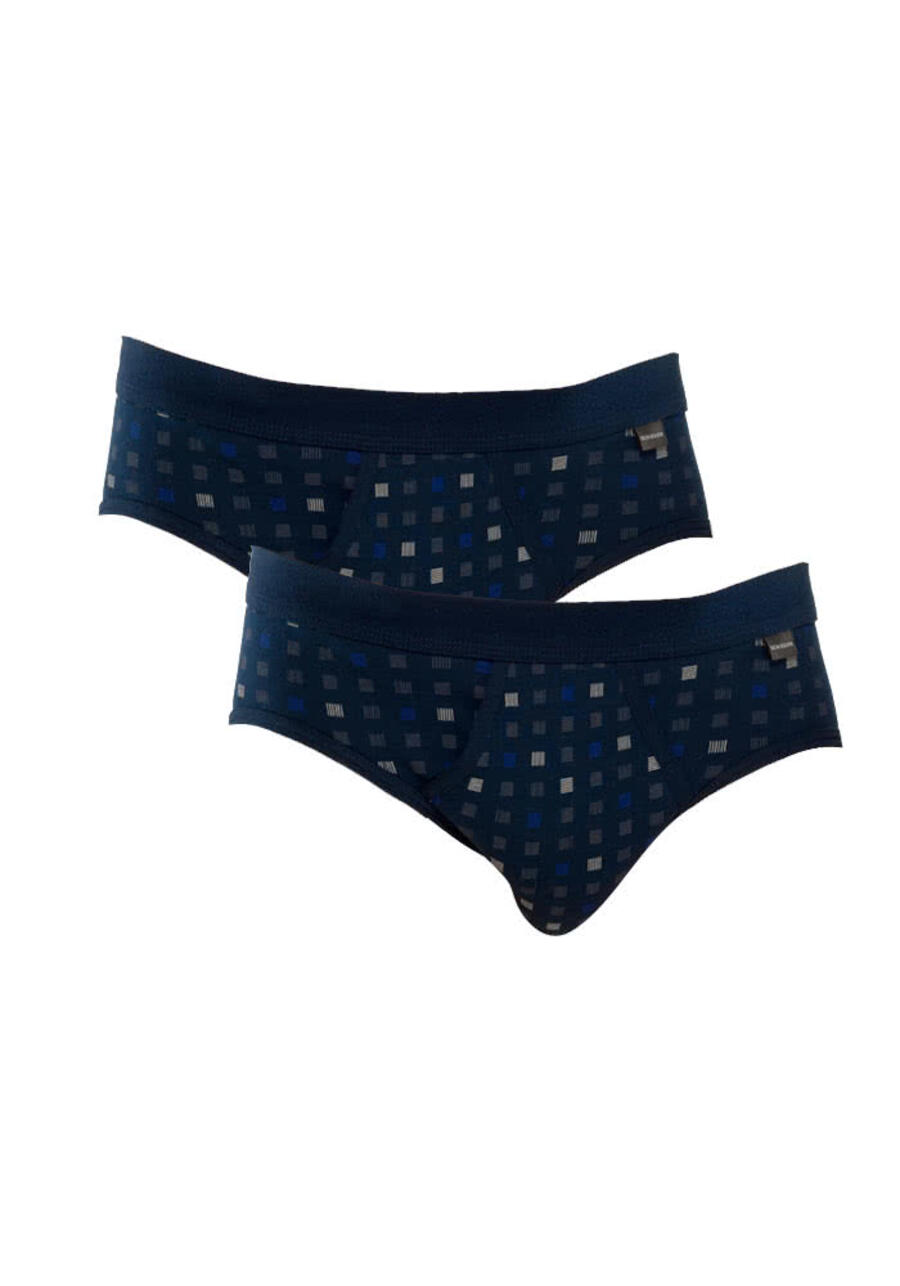 Produktbild fr 'SCHIESSER Sportslip Essentials Cotton Feinripp Doppelpack  Muster blau'