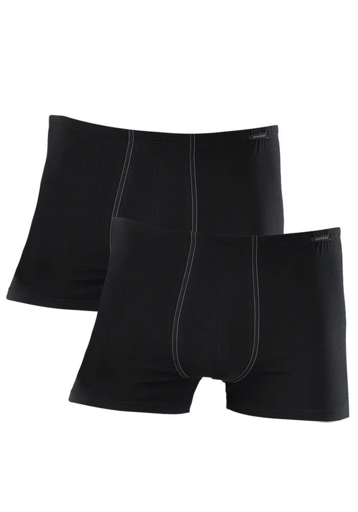 SCHIESSER Shorts Cotton Essentials Doppelpack schwarz | Sportshorts