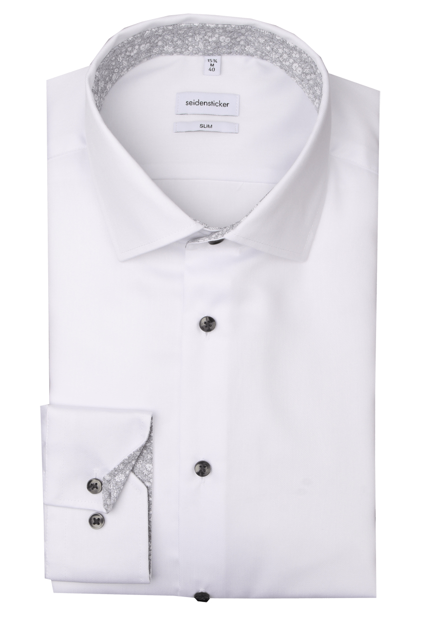 Produktbild fr 'SEIDENSTICKER Slim Hemd extra langer Arm New Kent Kragen Twill wei'
