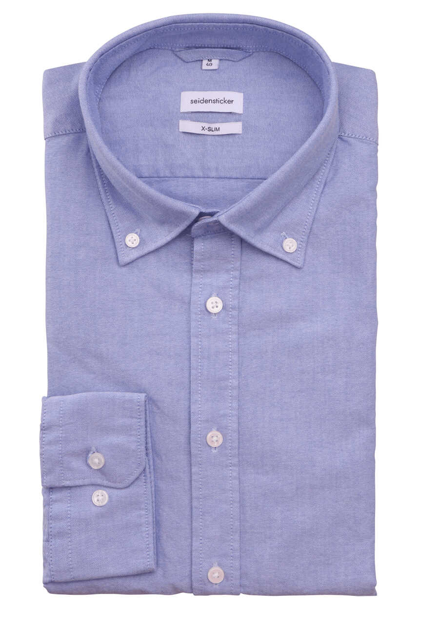 SEIDENSTICKER X-Slim Hemd Langarm Button Down Kragen Oxford blau