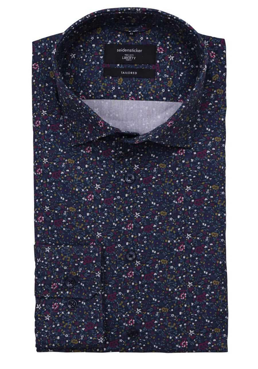 SEIDENSTICKER Tailored Hemd Langarm New Kent Kragen Muster lila
