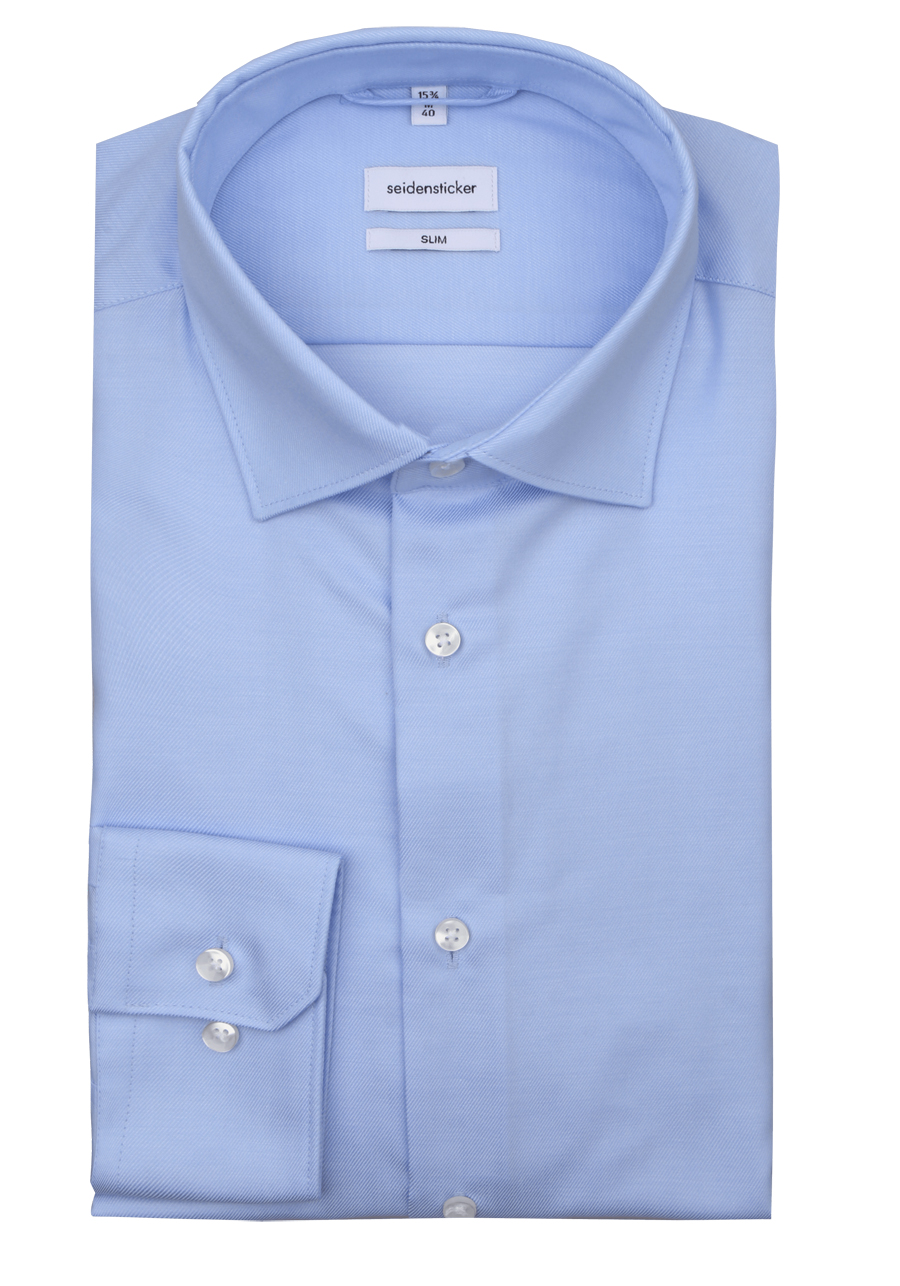 Produktbild fr 'SEIDENSTICKER Slim Hemd extra langer Arm Twill eisblau'