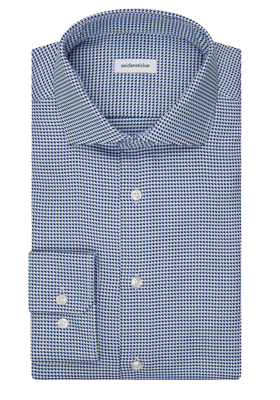 Produktbild f�r 'SEIDENSTICKER Slim Hemd Langarm Haifischkragen Muster blau'