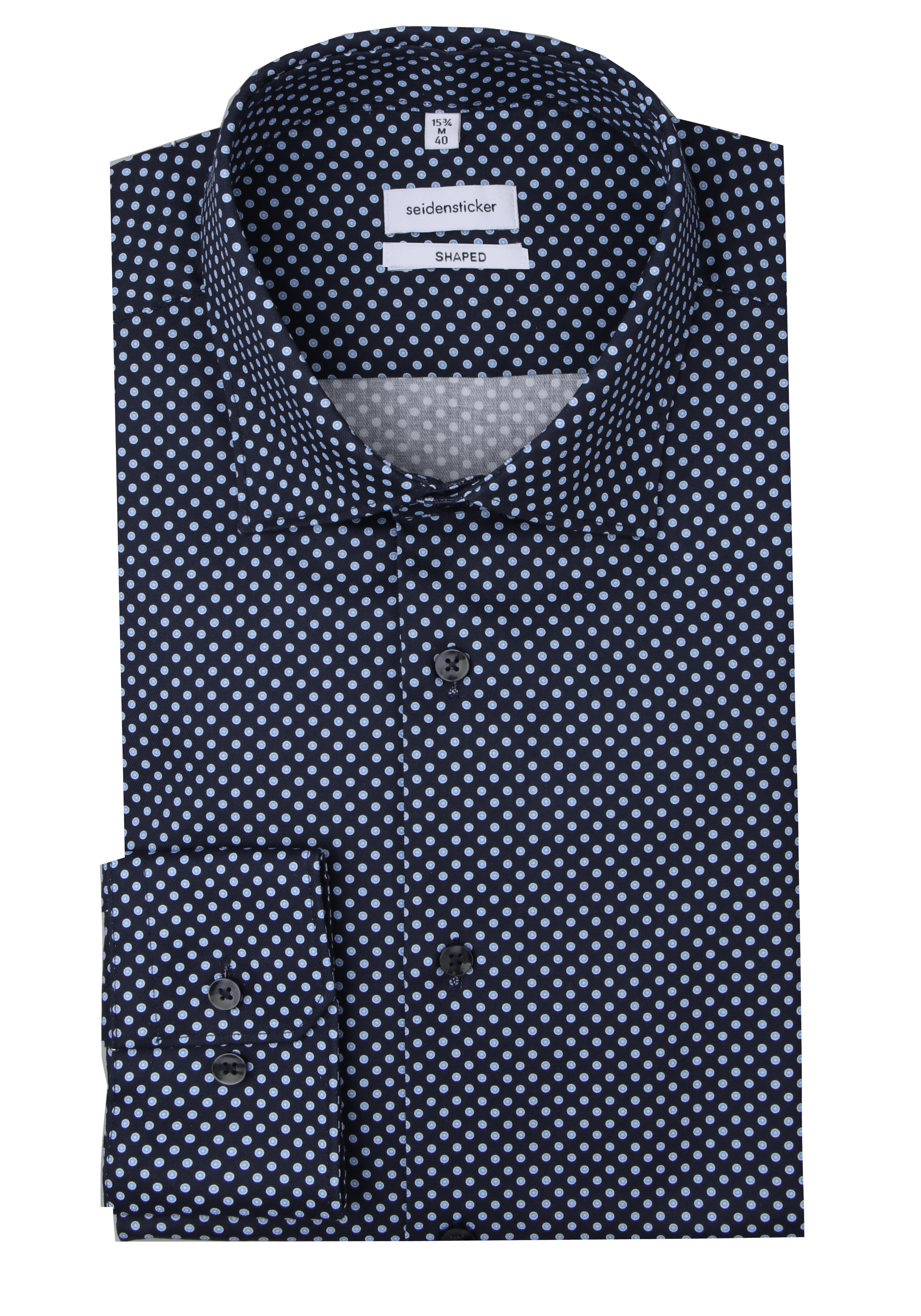 Produktbild f�r 'SEIDENSTICKER Shaped Hemd extra langer Arm New Kent Kragen Muster blau'