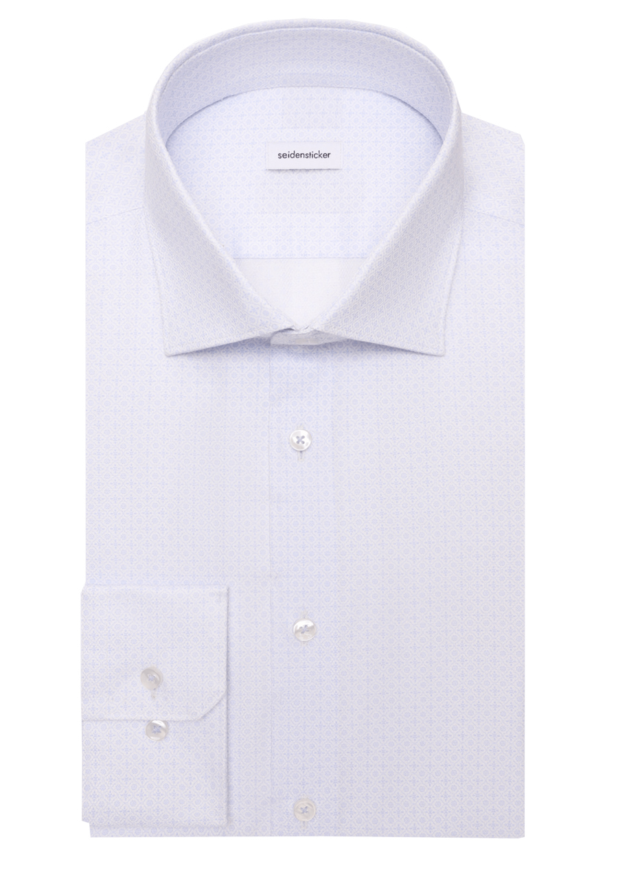 Produktbild f�r 'SEIDENSTICKER Shaped Hemd extra langer Arm New Kent Kragen Muster blau'