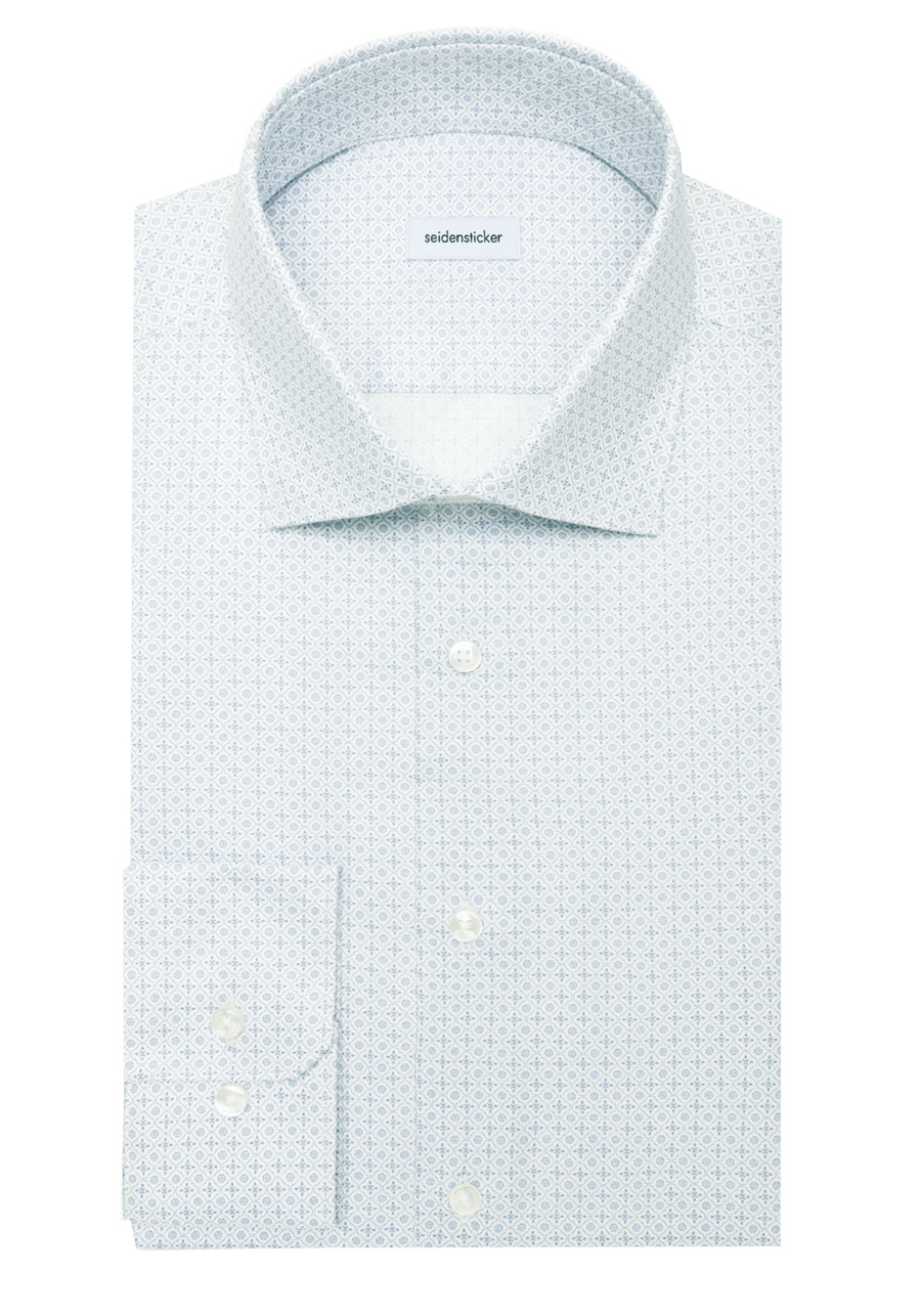 Produktbild f�r 'SEIDENSTICKER Shaped Hemd extra langer Arm New Kent Kragen Muster gr�n'