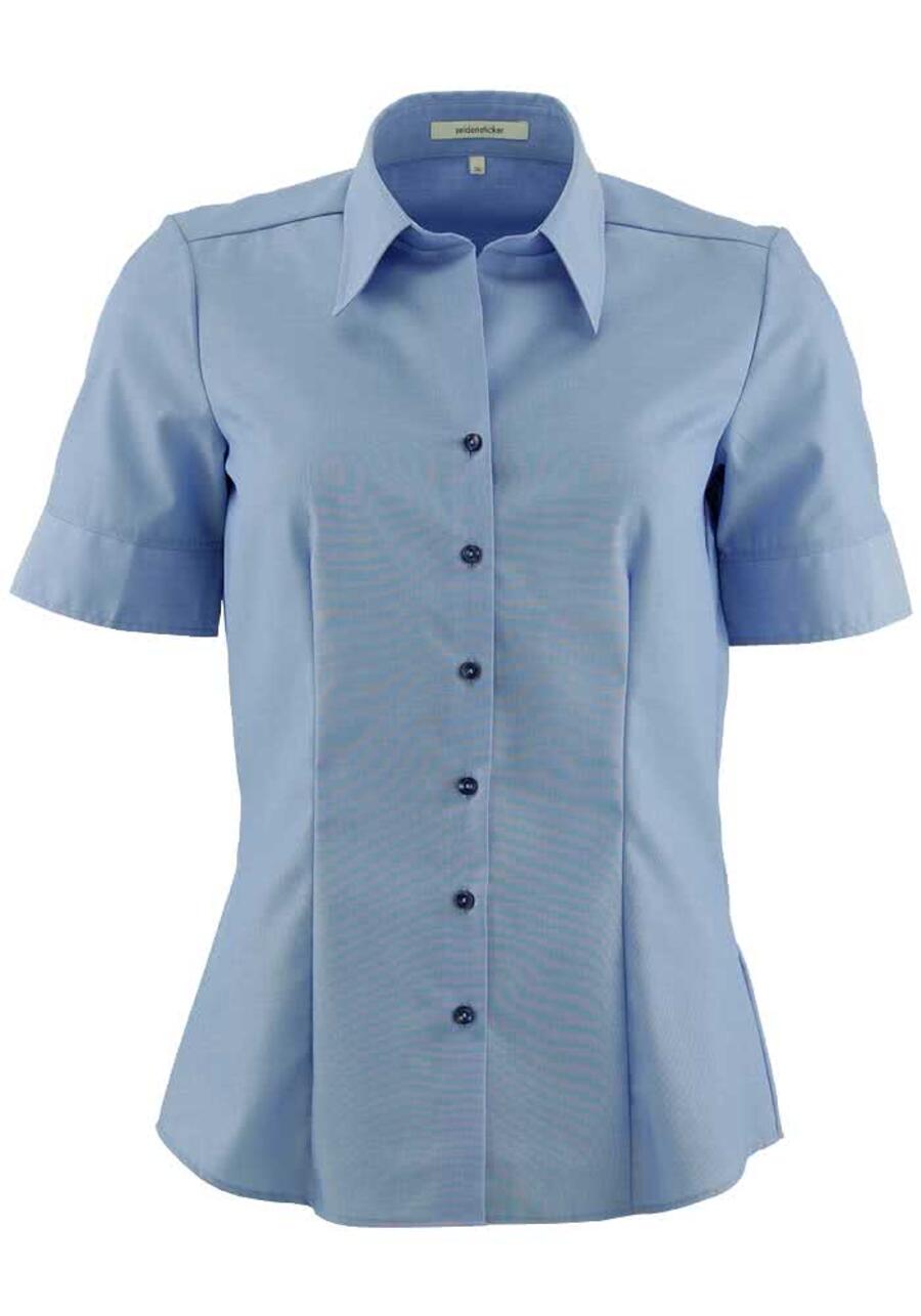 Produktbild f�r 'SEIDENSTICKER Regular Bluse Halbarm Hemdenkragen Fil a Fil mittelblau'