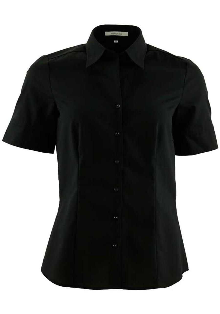 Produktbild f�r 'SEIDENSTICKER Regular Bluse Halbarm Hemdenkragen Popeline schwarz'