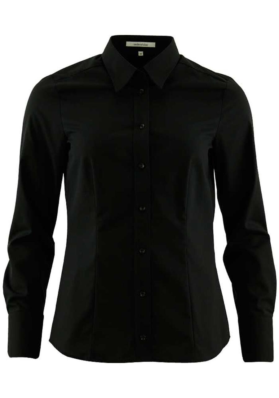 Produktbild f�r 'SEIDENSTICKER Regular Bluse Langarm Hemdkragen Popeline schwarz'