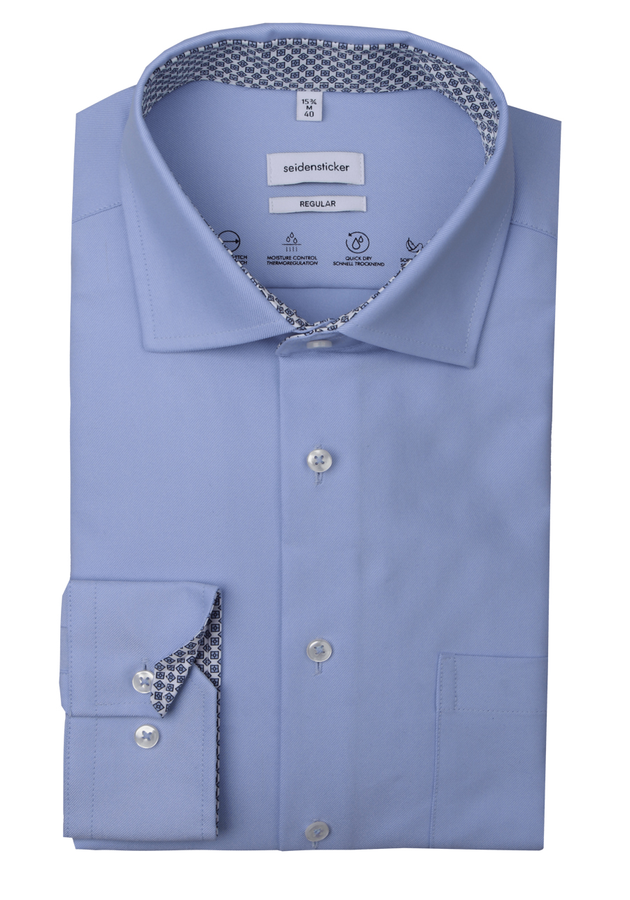 Produktbild fr 'SEIDENSTICKER Regular Performance Hemd Langarm New Kent Kragen Twill hellblau'