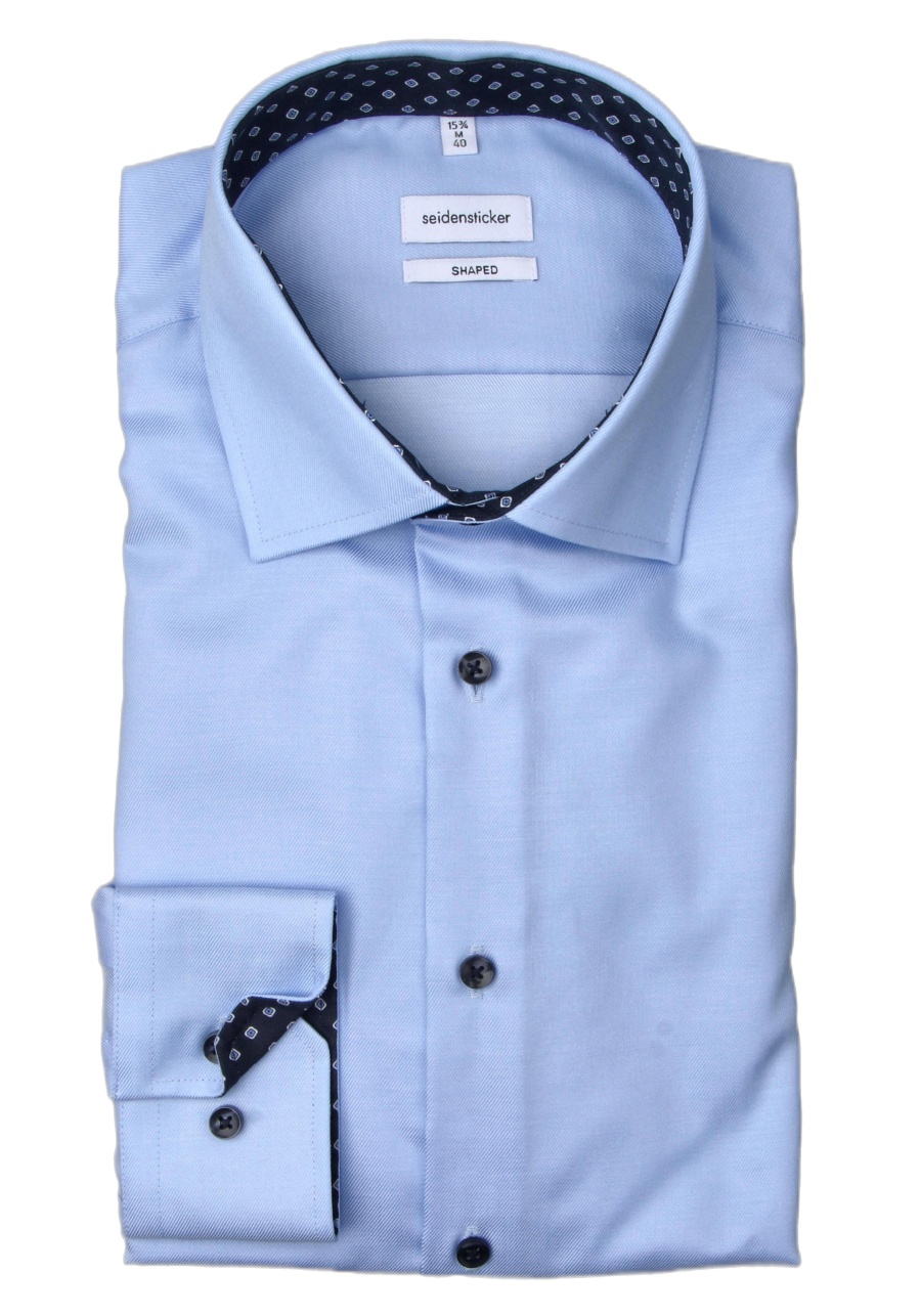Produktbild fr 'SEIDENSTICKER Shaped Hemd extra langer Arm New Kent Kragen Twill hellblau'