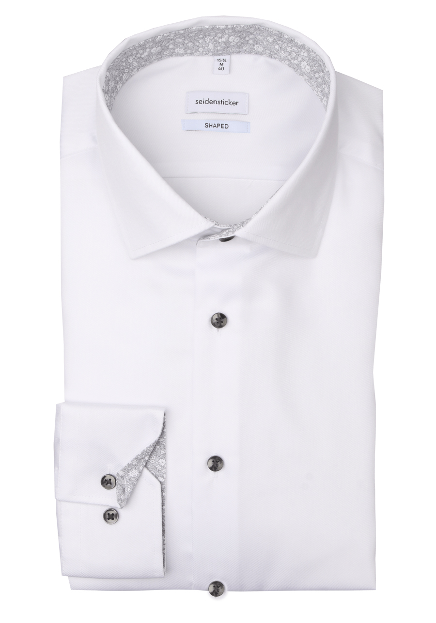 Produktbild fr 'SEIDENSTICKER Shaped Hemd extra langer Arm New Kent Kragen Twill wei'
