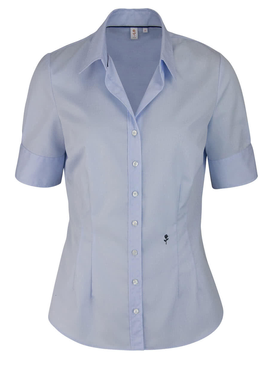 Produktbild fr 'SEIDENSTICKER Slim Bluse Halbarm offener Kragen hellblau'