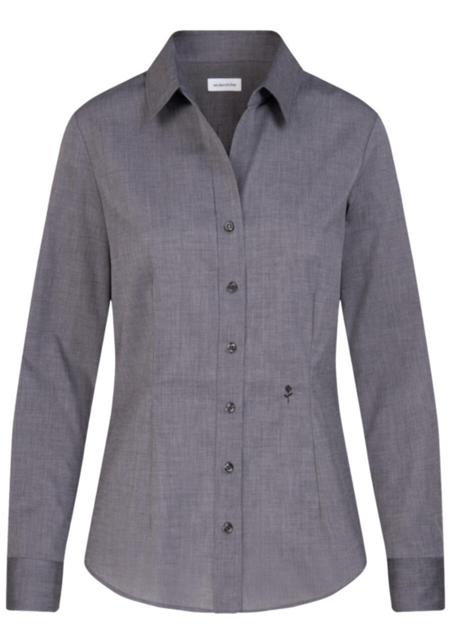 Produktbild f�r 'SEIDENSTICKER Slim Bluse Langarm Offener Kragen Fil a Fil dunkelgrau'