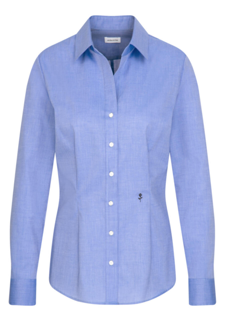 Produktbild f�r 'SEIDENSTICKER Slim Bluse Langarm Offener Kragen Fil a Fil mittelblau'
