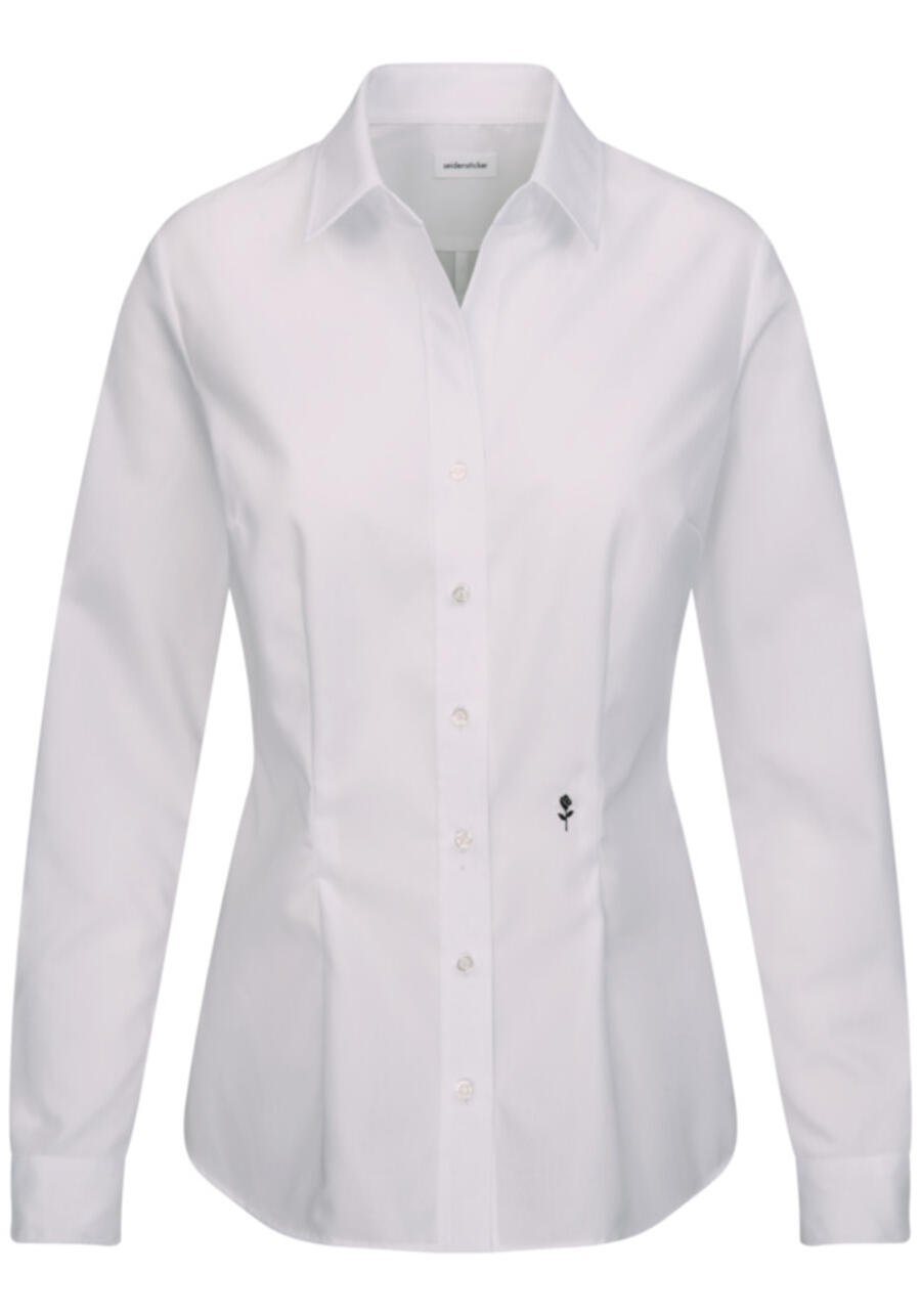Produktbild f�r 'SEIDENSTICKER Slim Bluse Langarm Offener Kragen Popeline wei�'