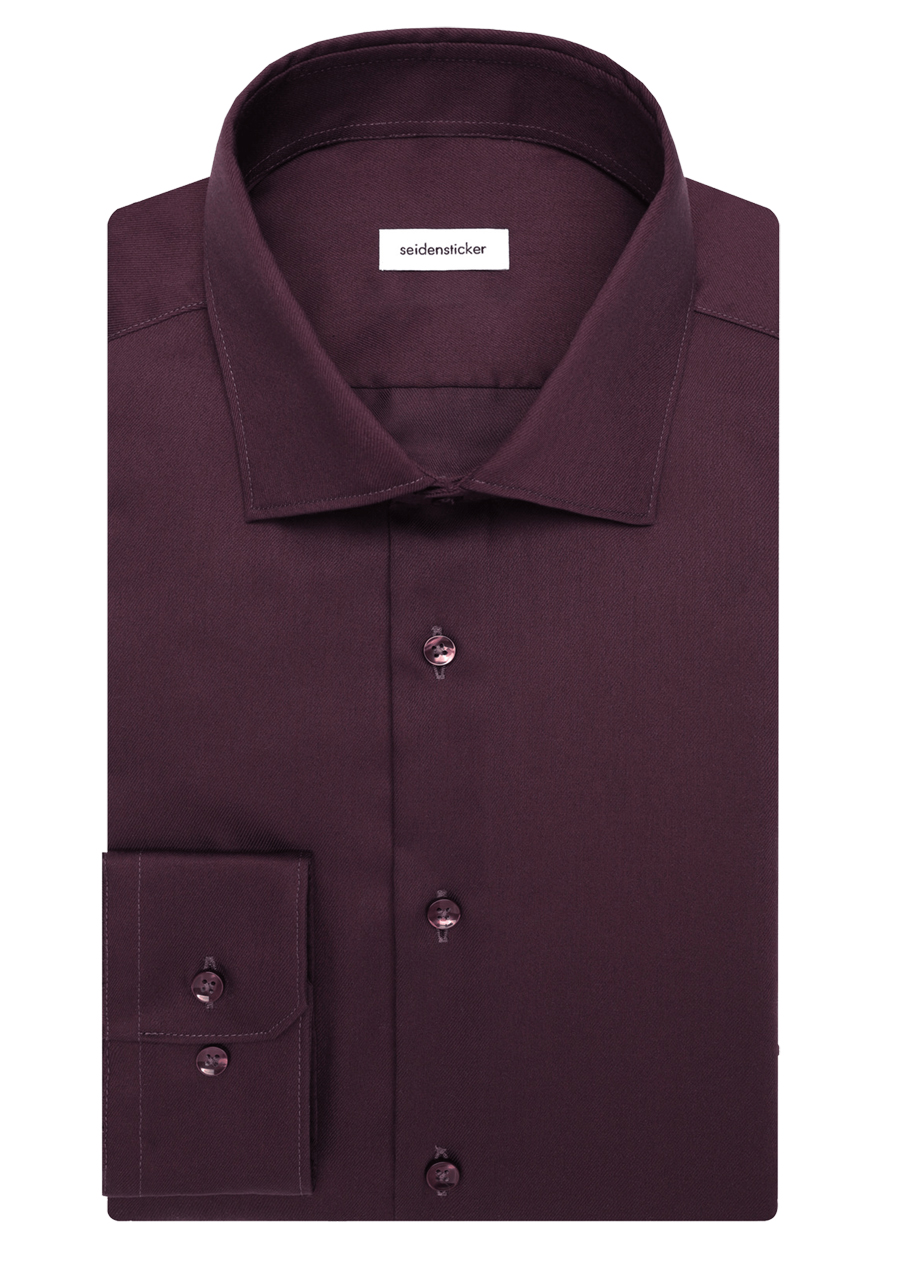 Produktbild f�r 'SEIDENSTICKER Slim Fit Hemd Langarm New Kent Kragen aubergine'