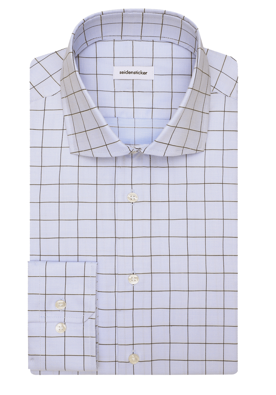 Produktbild f�r 'SEIDENSTICKER Slim Hemd Langarm Haifischkragen Karo blau'