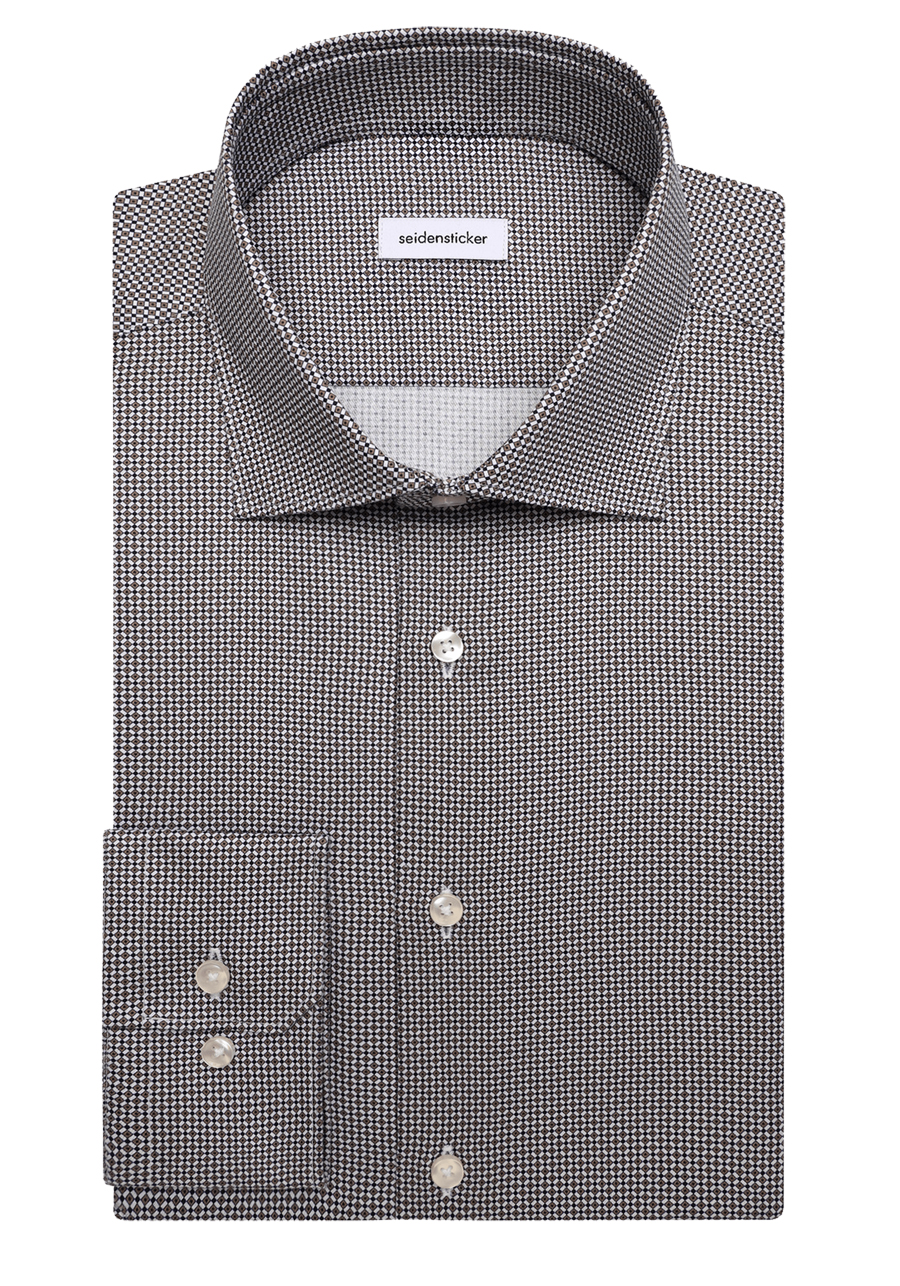 Produktbild f�r 'SEIDENSTICKER Slim Hemd Langarm New Kent Kragen Muster braun'