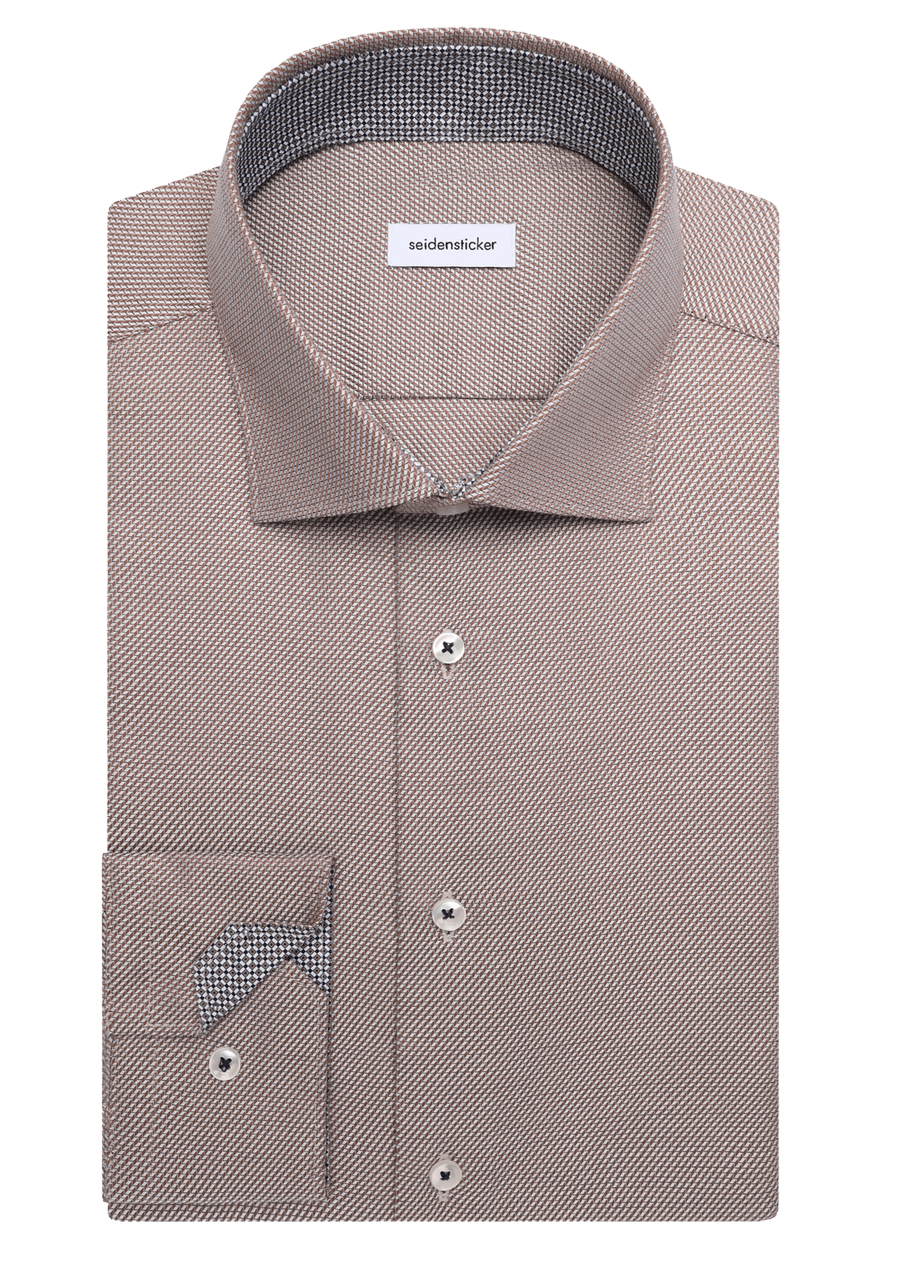 Produktbild f�r 'SEIDENSTICKER Slim Hemd Langarm New Kent Kragen Struktur braun'