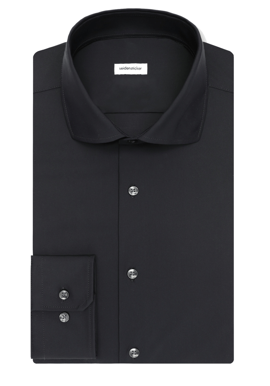 Produktbild f�r 'SEIDENSTICKER Slim Performence Hemd Langarm Haifischkragen Stretch schwarz'