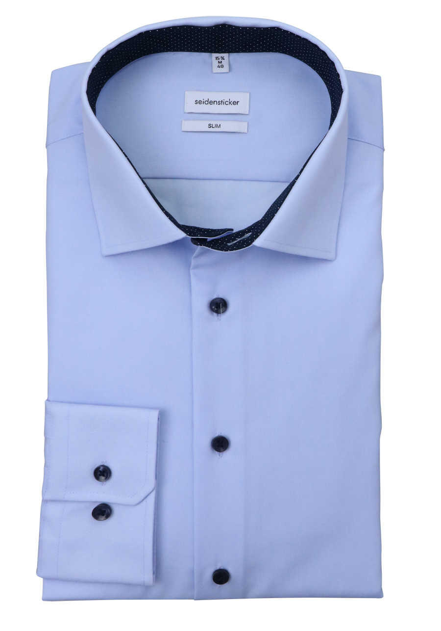 Produktbild f�r 'SEIDENSTICKER Slim Hemd extra langer Arm New Kent Kragen hellblau'