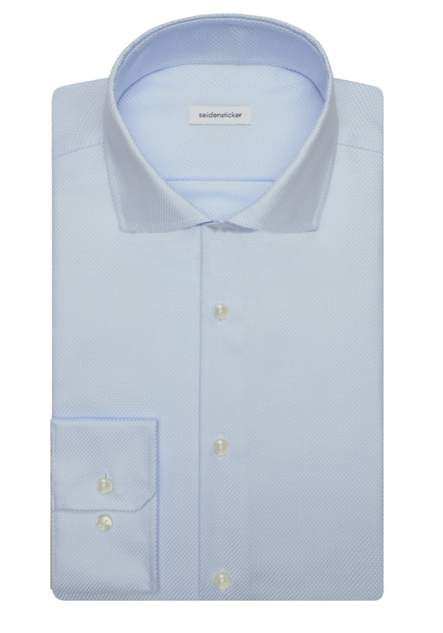 Produktbild f�r 'SEIDENSTICKER Slim Fit Hemd Langarm Haifischkragen Struktur hellblau'