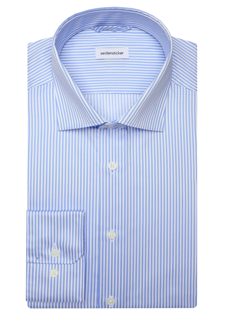 Produktbild f�r 'SEIDENSTICKER Slim Fit Hemd Langarm New Kent Kragen Satin Streifen hellblau'