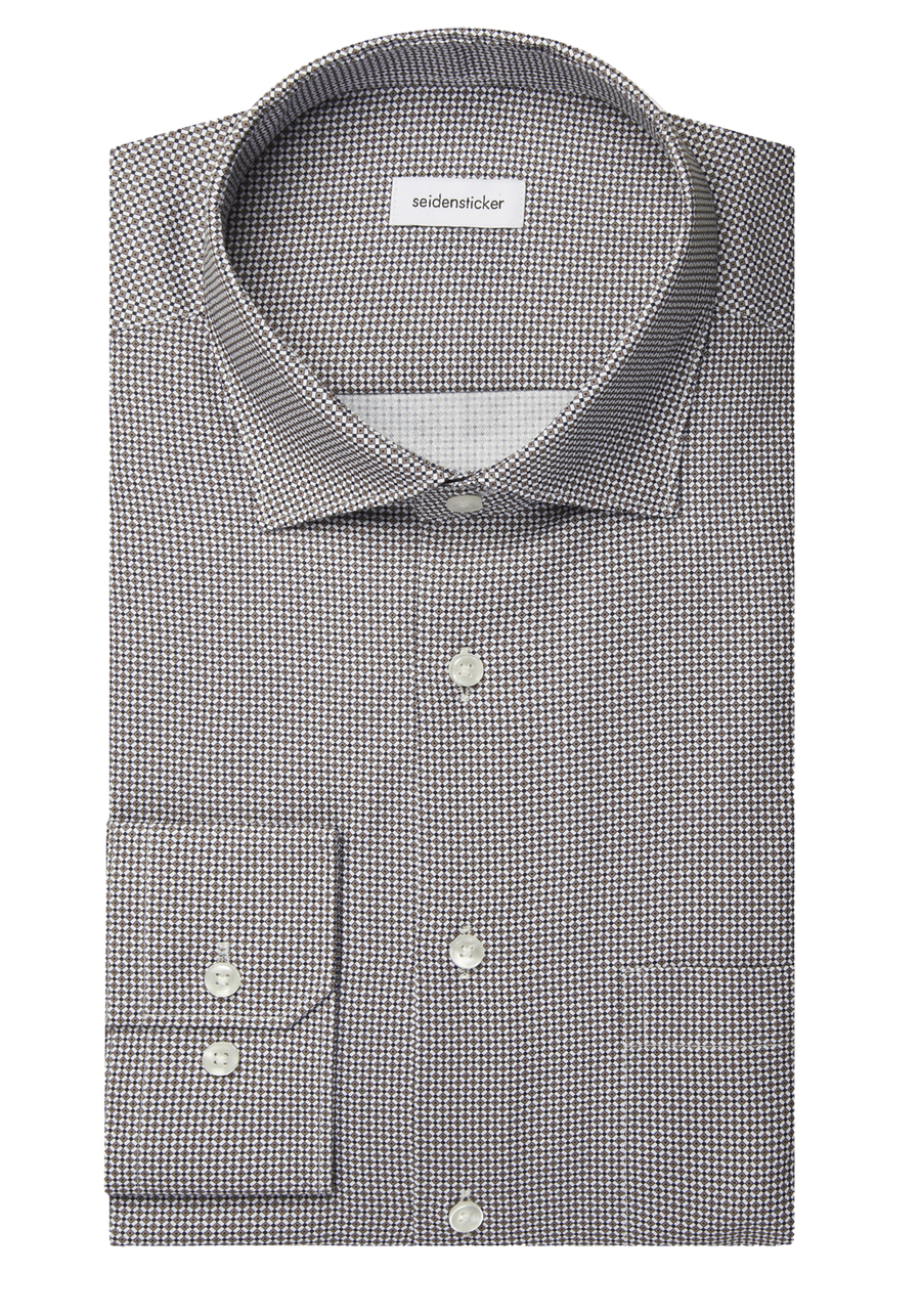 Produktbild f�r 'SEIDENSTICKER Regular Hemd Langarm New Kent Kragen Muster braun'