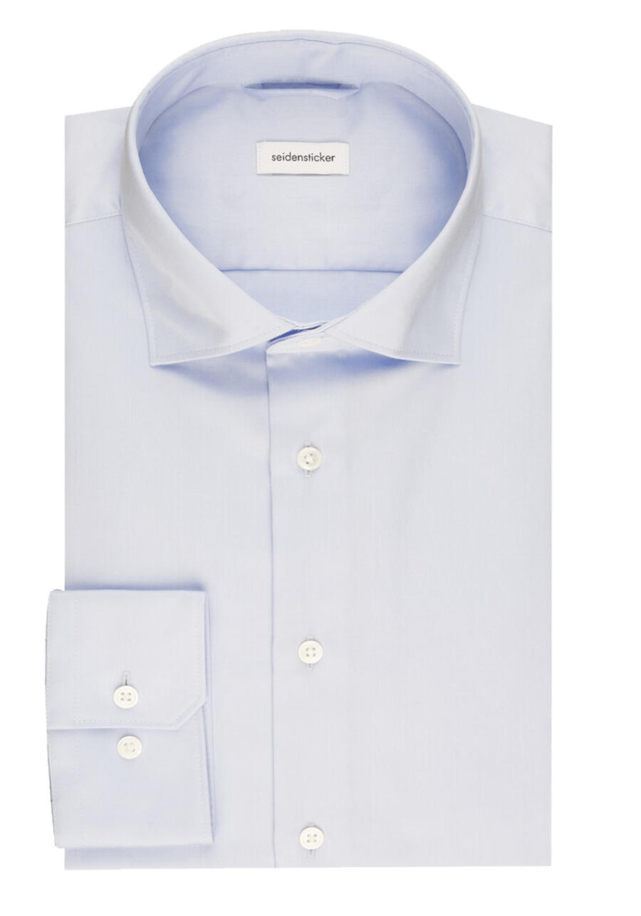 Produktbild f�r 'SEIDENSTICKER Slim Hemd Langarm New Kent Kragen Satin hellblau'