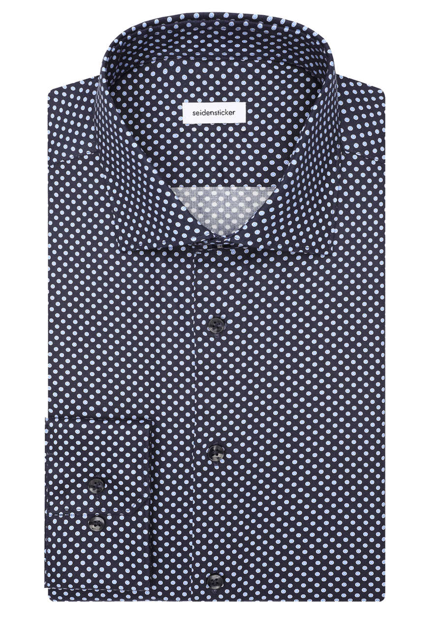 Produktbild f�r 'SEIDENSTICKER Slim Hemd extra langer Arm New Kent Kragen Muster blau'