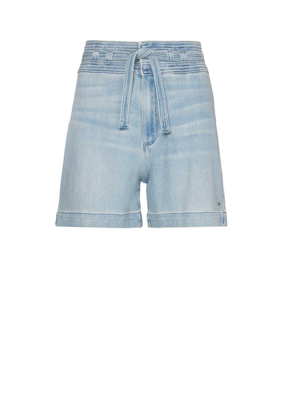 Produktbild fr 'TOMMY HILFIGER Short Bindegrtel Reisverschluss Logo Uni hellblau'