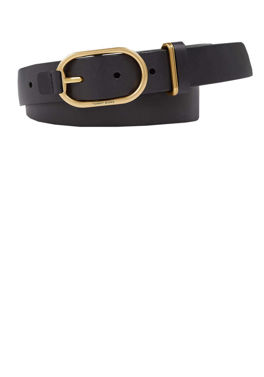 Produktbild f�r 'TOMMY JEANS G�rtel reines Rindsleder goldene Metall-Schlie�e schwarz'