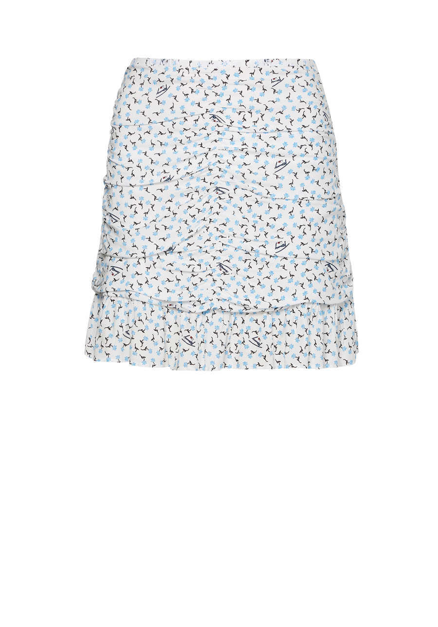 Produktbild fr 'TOMMY JEANS Rock gerafft Reiverschluss Allover-Print Muster wei'