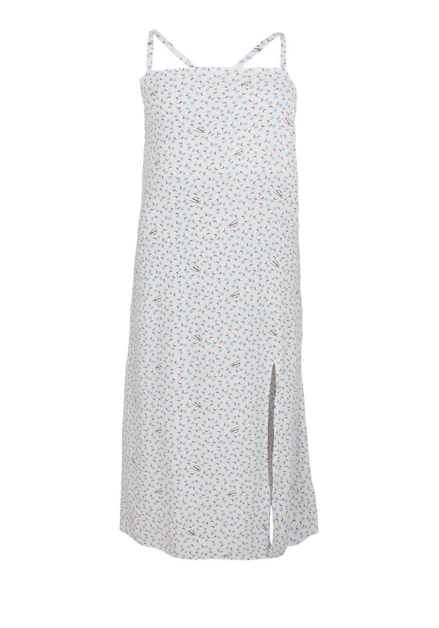 Produktbild fr 'TOMMY JEANS rmelloses Trgerkleid Binde-Detail offene Rckenpartie Muster wei'