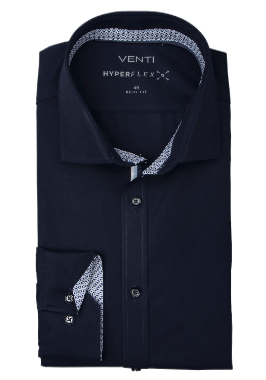 Produktbild fr 'VENTI Body Fit Hemd Langarm New Kent Kragen Hyperflex Twill nachtblau'