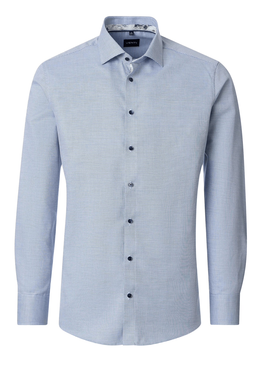 Produktbild f�r 'VENTI Modern Fit Hemd super langer Arm New Kent Kragen Muster blau'
