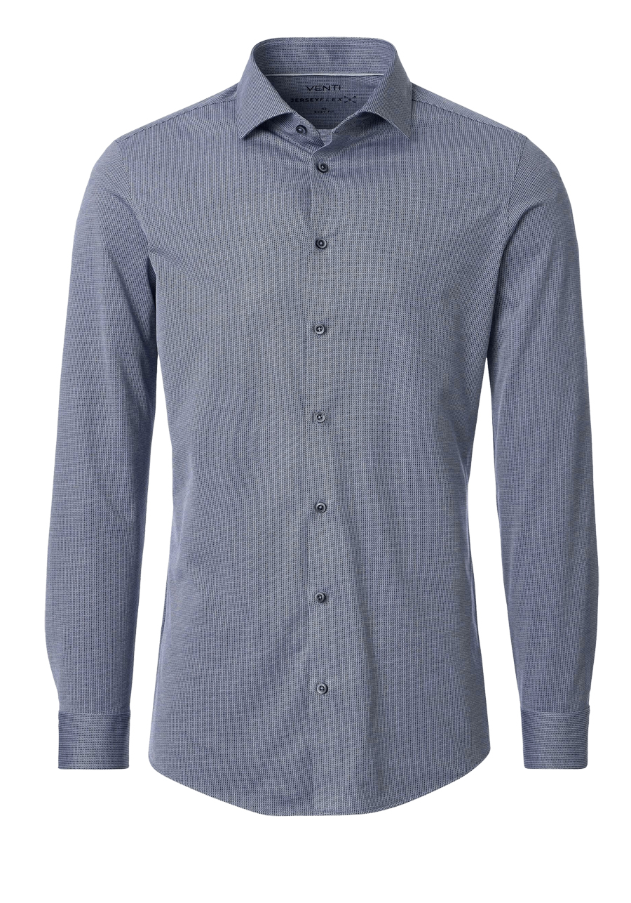 Produktbild f�r 'VENTI Modern Fit Hemd Langarm Haifischkragen Jersey Stretch Struktur dunkelblau'