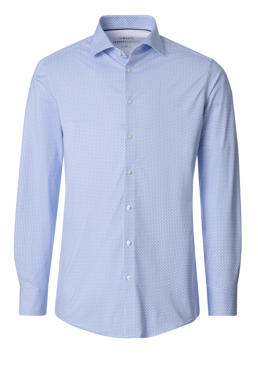 Produktbild f�r 'VENTI Modern Fit Hemd Langarm Haifischkragen Jersey Stretch Muster blau'